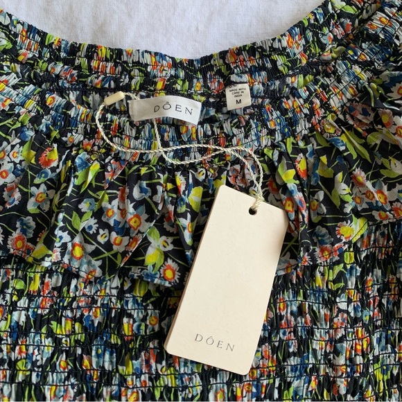 NWT Doen Rosenda Cotton Ruffle Smocked Long Sleeve Maxi Dress Blossom Breeze - Picture 15 of 16